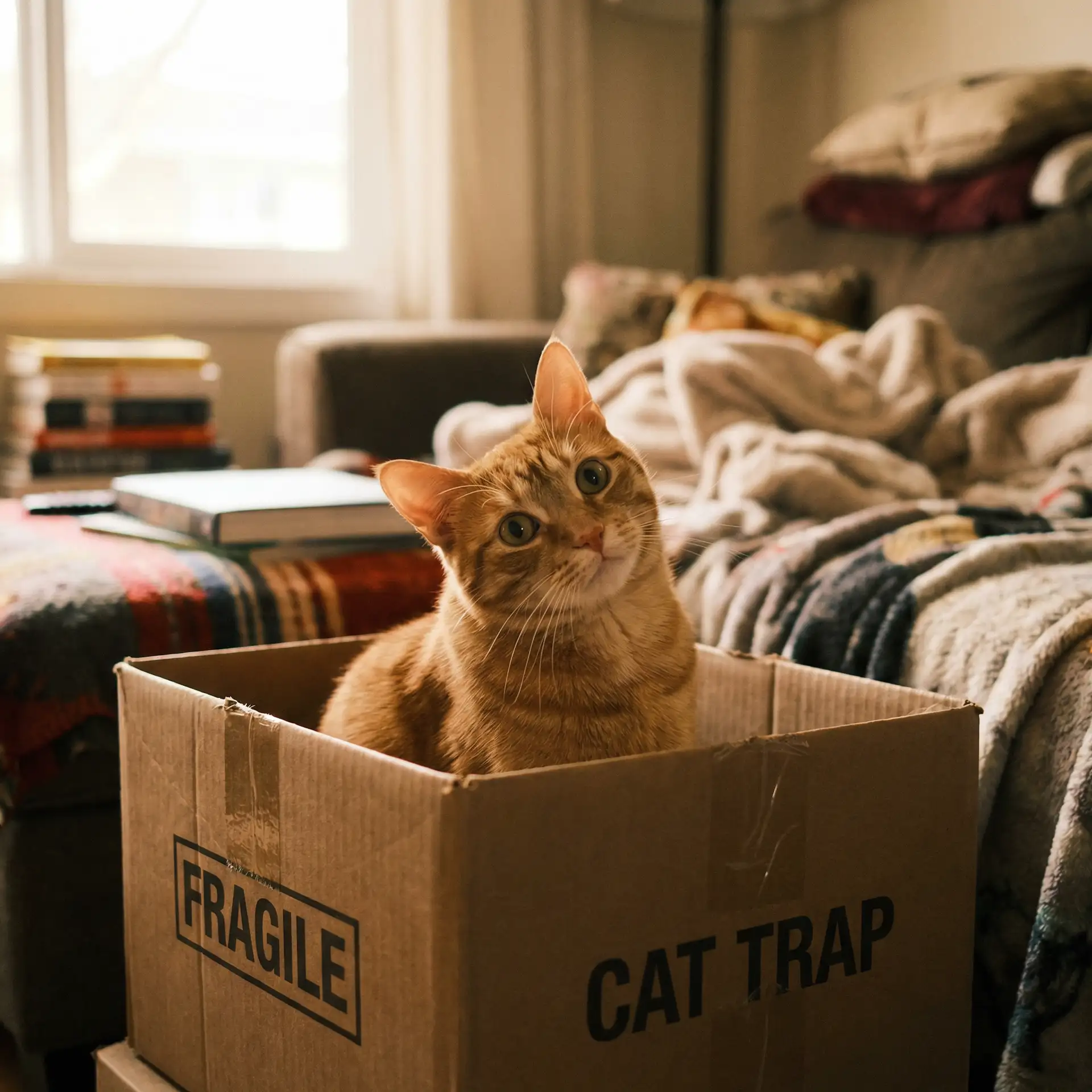 橘猫躲在纸箱里 - 游戏厅的游戏